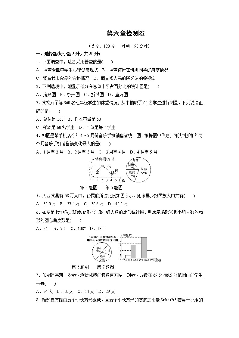 北师大版数学七上 第六章检测卷（含答案）01