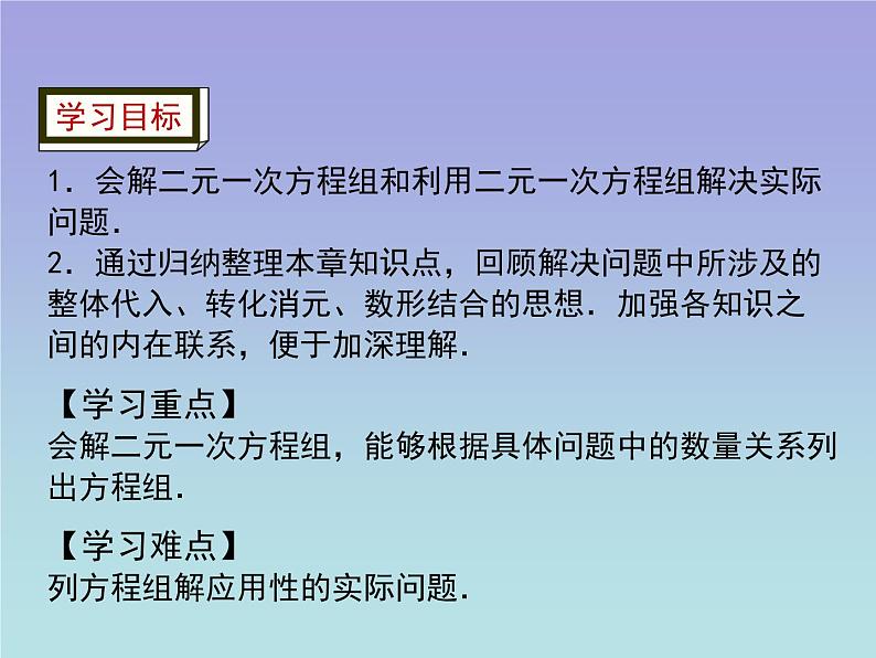 八年级数学北师大版上册 第五章 二元一次方程组复习   课件1第2页