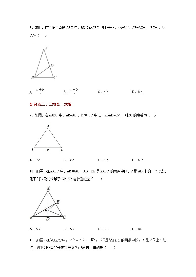 专题2.13 等腰三角形的对称性（专项练习1）-八年级数学上册基础知识专项讲练（苏科版）第3页