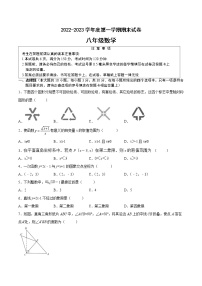 2022-2023学年江苏省南通地区八年级上学期数学期末卷Ⅰ（有答案）