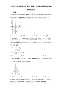 2023年九年级数学中考复习：利用二次函数的对称性求最短路径附答案