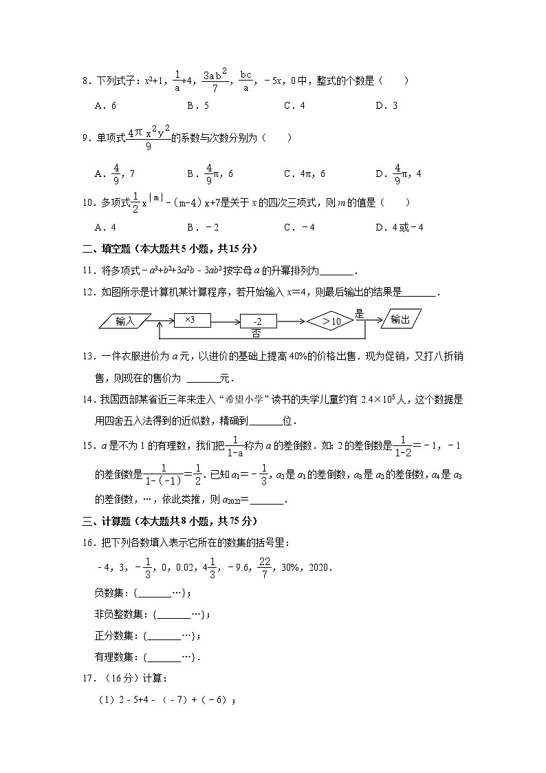 2022-2023学年河南省洛阳市洛宁县七年级（上）期中数学试卷(解析版)第2页
