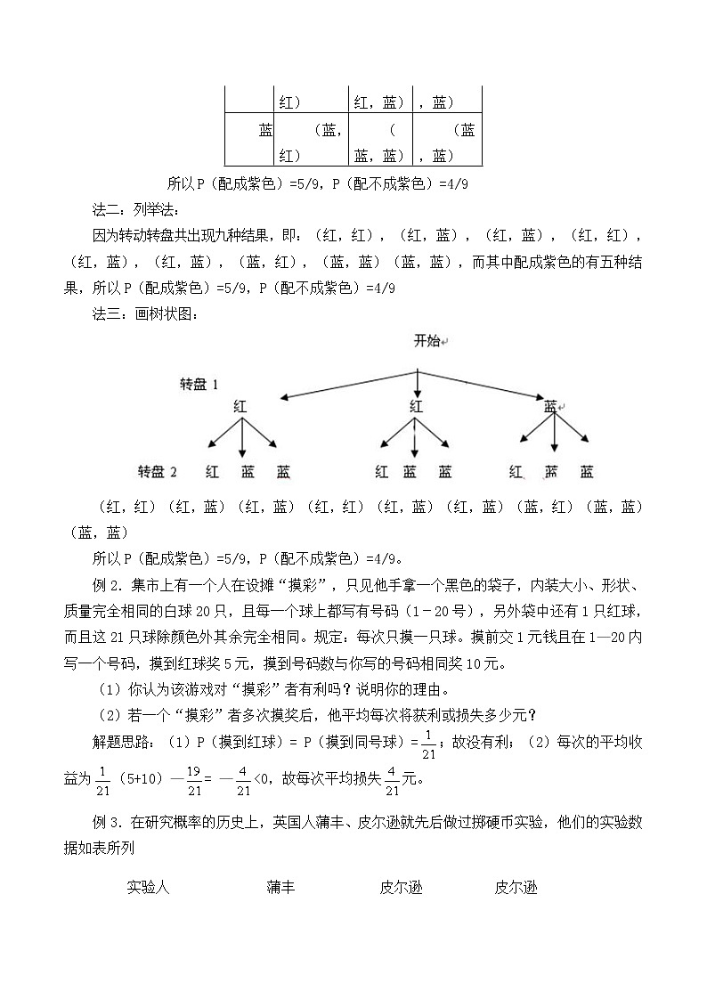 九年级数学北师大版上册 3.1《用树状图或表格求概率》   学案1第3页