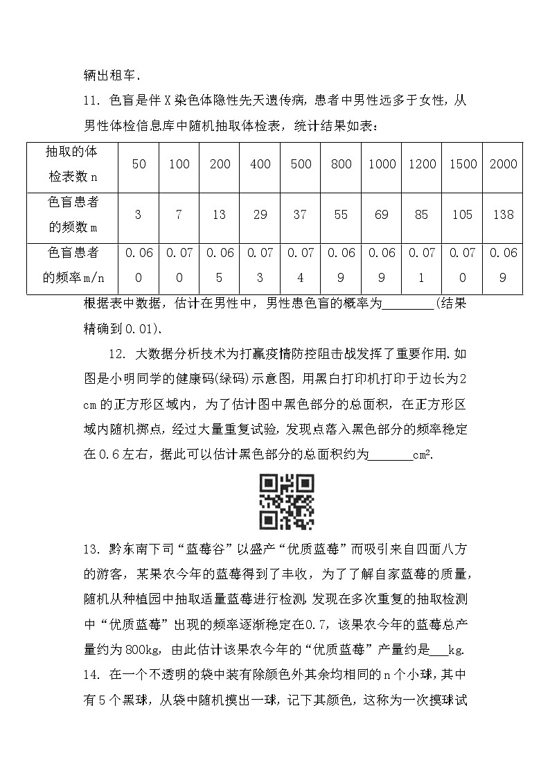 九年级数学北师大版上册 3.2《用频率估计概率》 课时练03