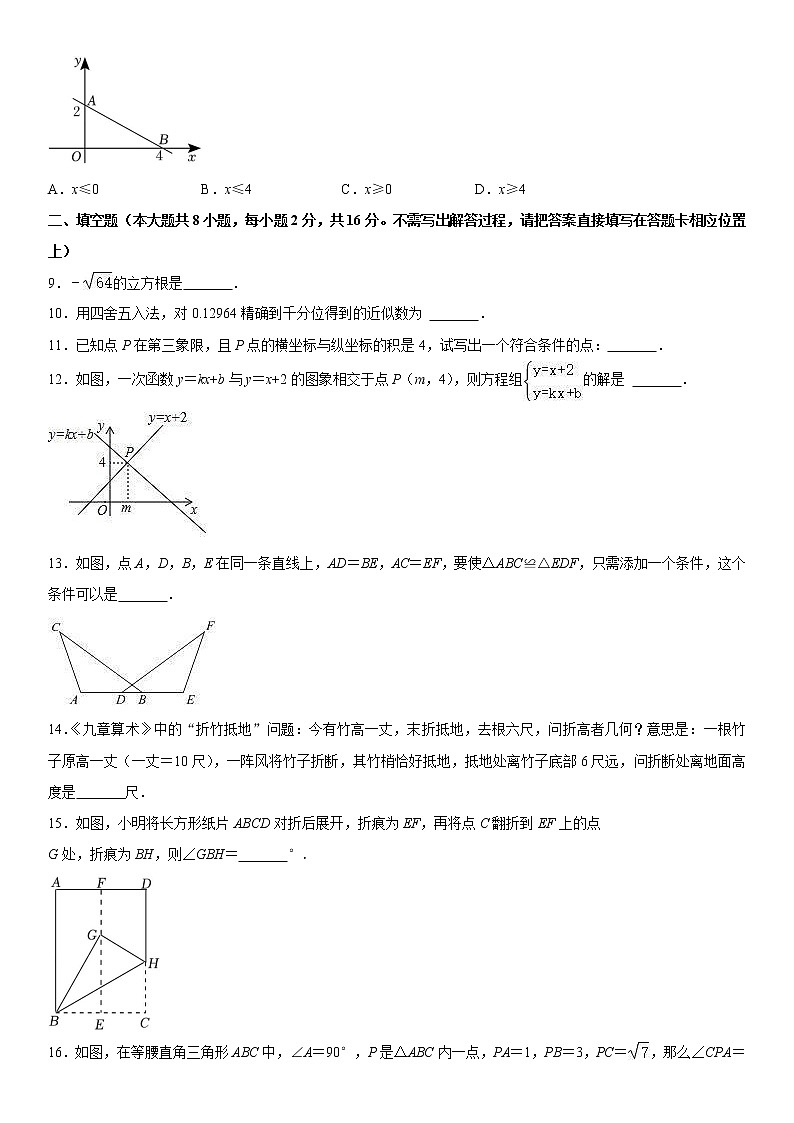 2022-2023学年上学期八年级数学期末模拟测试卷（01）第2页