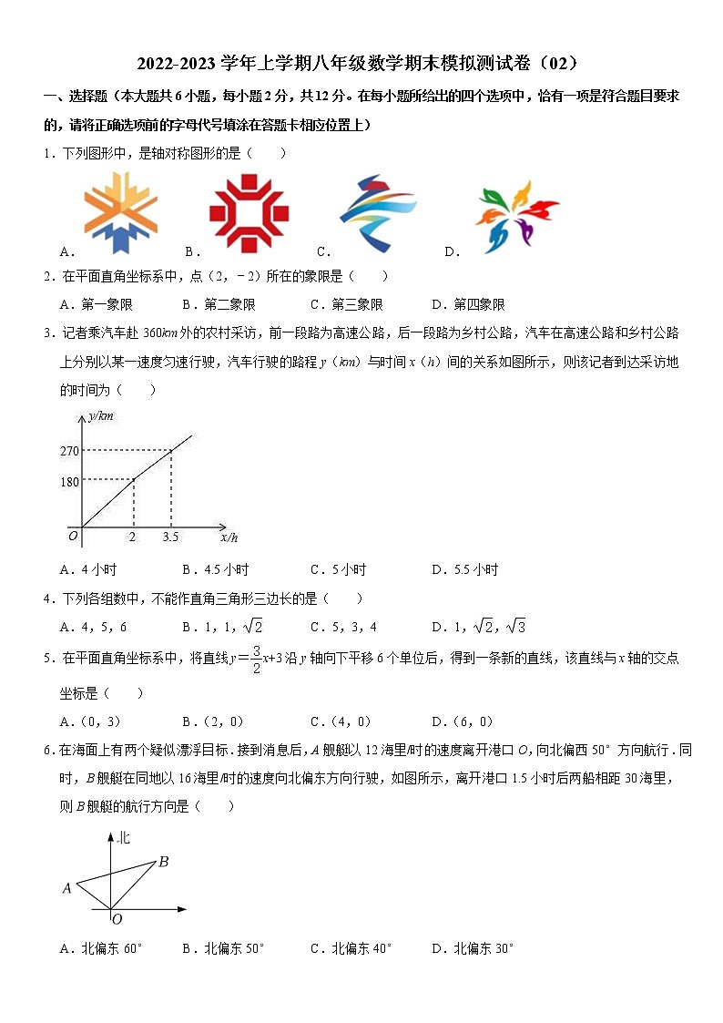 2022-2023学年上学期八年级数学期末模拟测试卷（02）第1页