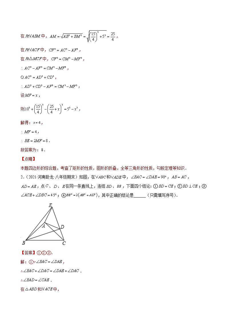 【期末考前必练】2022-2023学年北师大版数学八年级上册期末考点必刷题：专练06 填空题-压轴（20题） （解析版）第2页