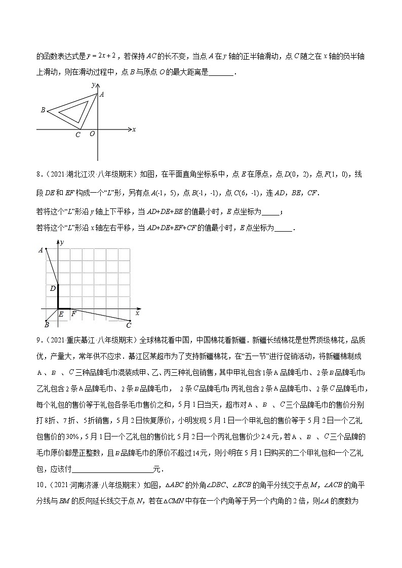 【期末考前必练】2022-2023学年北师大版数学八年级上册期末考点必刷题：专练06 填空题-压轴（20题） （原卷版）第3页