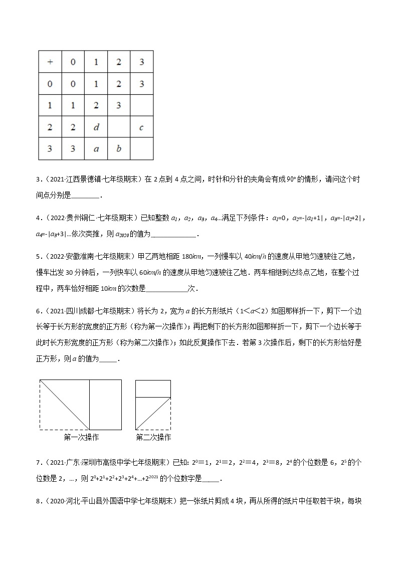 【期末知识专练】人教版数学七年级上学期 期末备考-专题3.04：填空题满分强化（30题）02