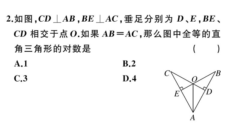 北师大版八年级数学下1.2 第2课时 直角三角形全等的判定课堂习题课件04