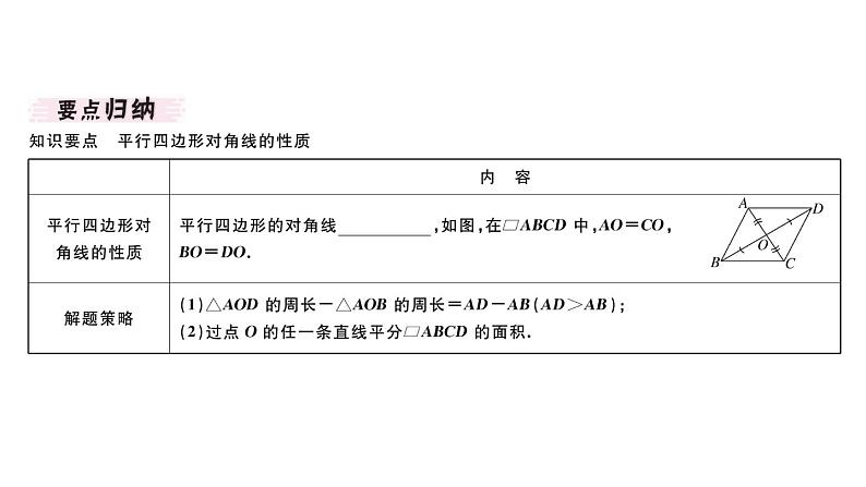 北师大版八年级数学下6.1 第2课时 平行四边形对角线的性质课堂习题课件第2页