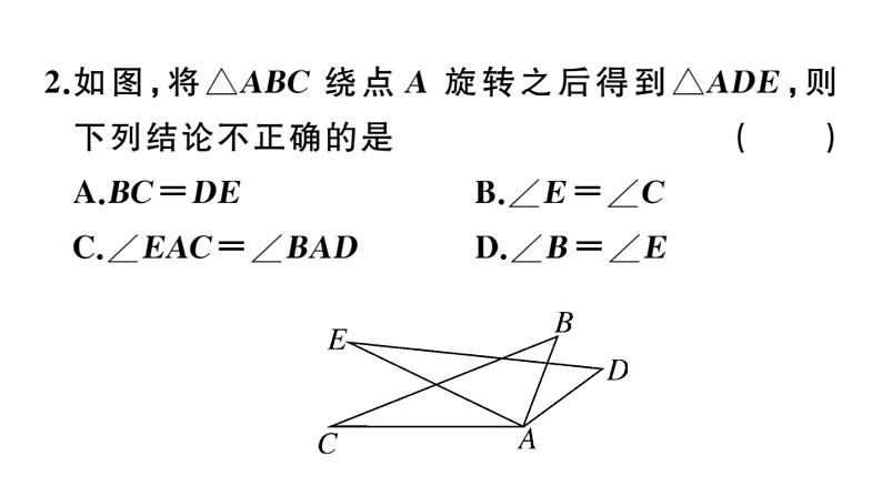 北师大版八年级数学下3.2 第1课时 旋转的定义与性质课堂习题课件第4页