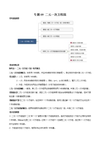 2023年中考数学一轮复习满分突破专题09 二元一次方程组【题型方法解密】