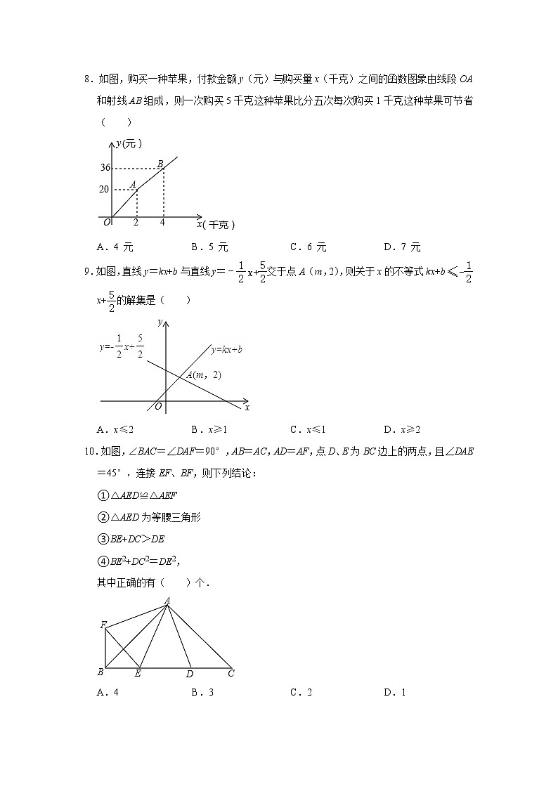 浙江省杭州市江干区景芳中学2022-2023学年八年级数学上学期期末模拟测试题 (含答案)第2页