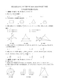 湖北省武汉市二中广雅中学2019~2020学年度下学期九年级数学质量检测（四）