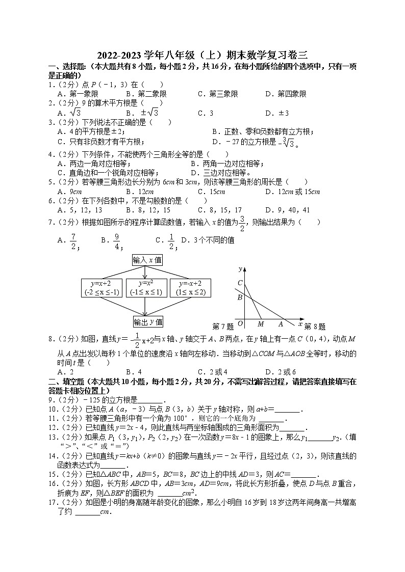 苏州市2022-2023学年八年级（上）期末数学复习卷三第1页