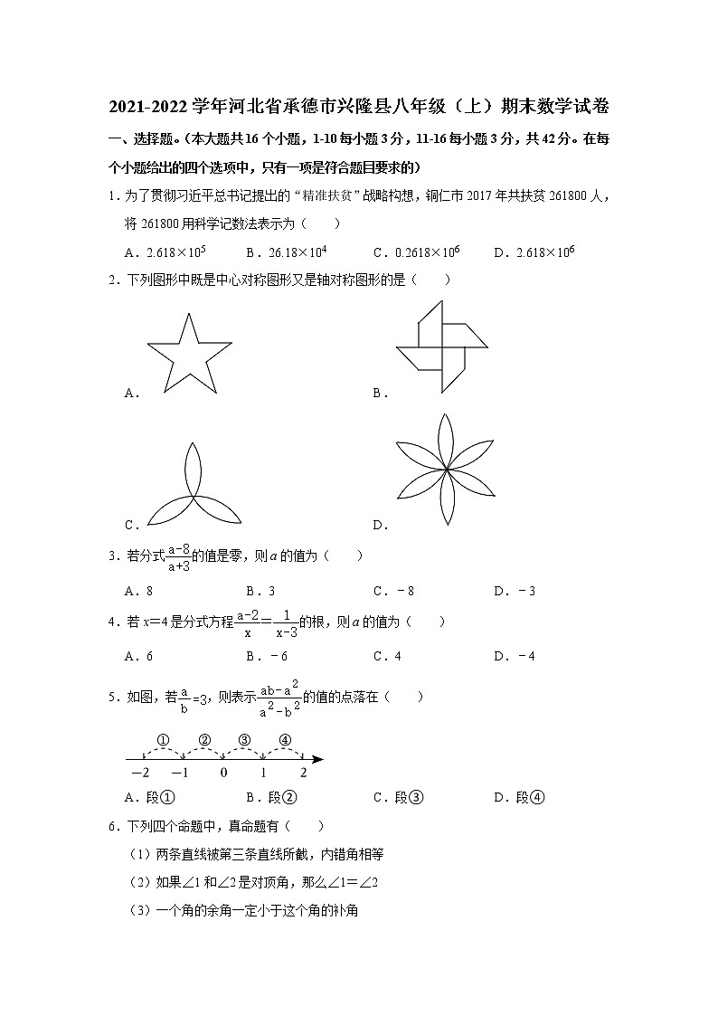 河北省承德市兴隆县2021-2022学年八年级上学期期末数学试卷(含答案)第1页
