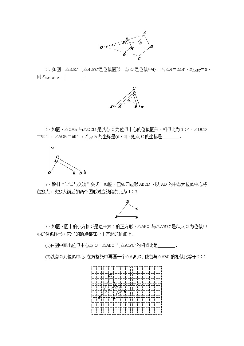 江苏科学技术出版社初中数学九年级下册 6.6 图形的位似   随堂测试02