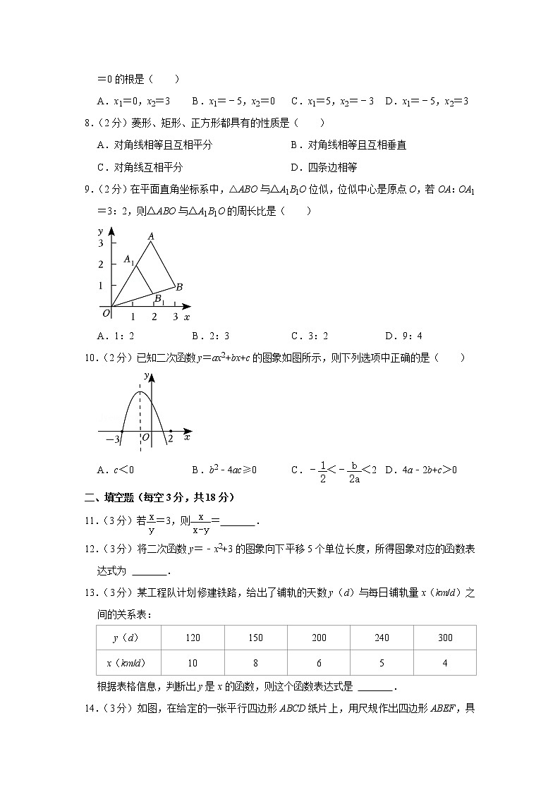 辽宁省沈阳市浑南区2022-2023学年九年级上学期期末数学试卷 (含答案)02