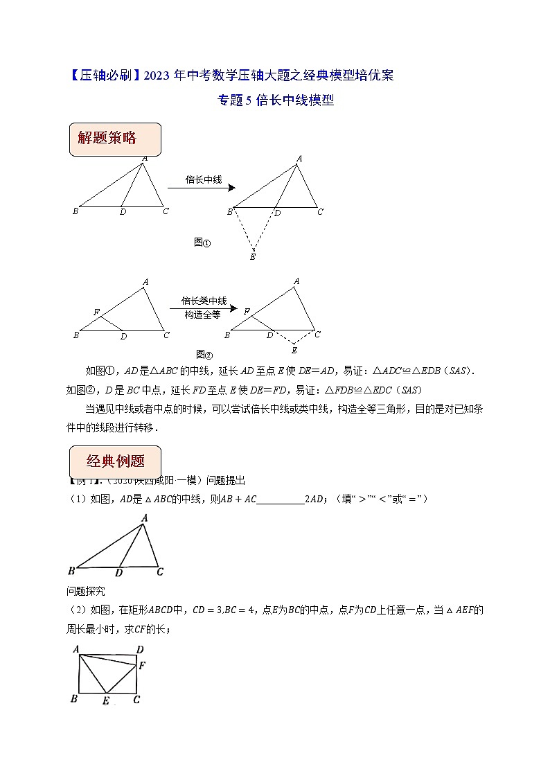 专题05 倍长中线模型-【压轴必刷】最新中考数学压轴大题之经典模型培优案（全国通用）01