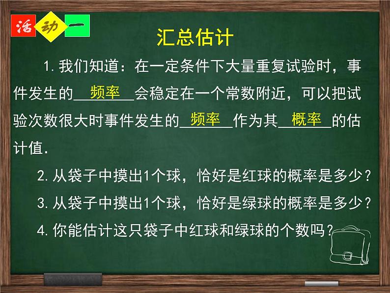 江苏科学技术出版社初中数学九年级下册 8.5 概率帮你做估计  课件508