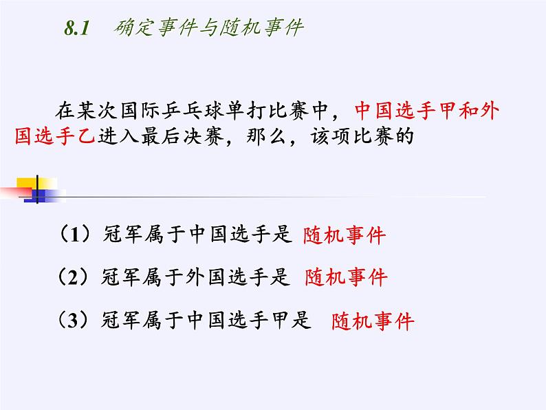 江苏科学技术出版社初中数学八年级下册 8.1 确定事件与随机事件  课件406