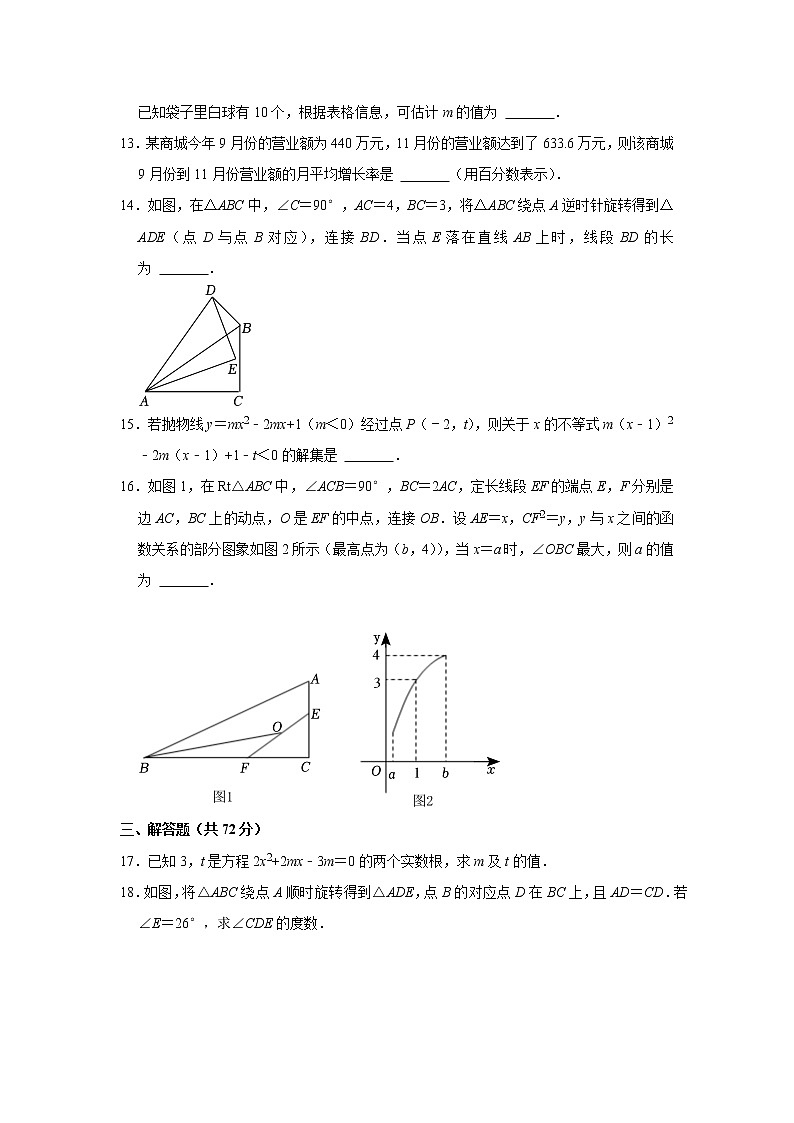 湖北省武汉市黄陂区木兰乡朝阳中学2022-2023学年九年级上学期 数学第三次月考测试题(含答案)03