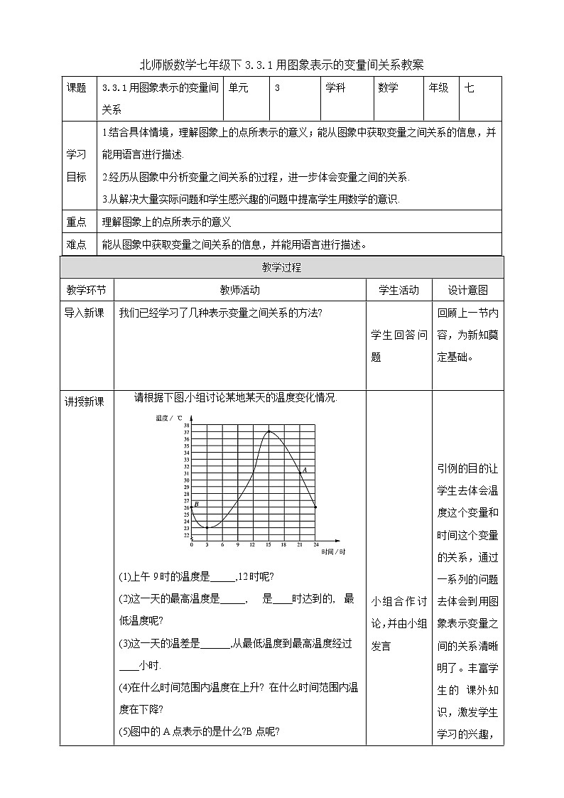 3.3.1《用图象表示的变量间关系》 课件+教案01