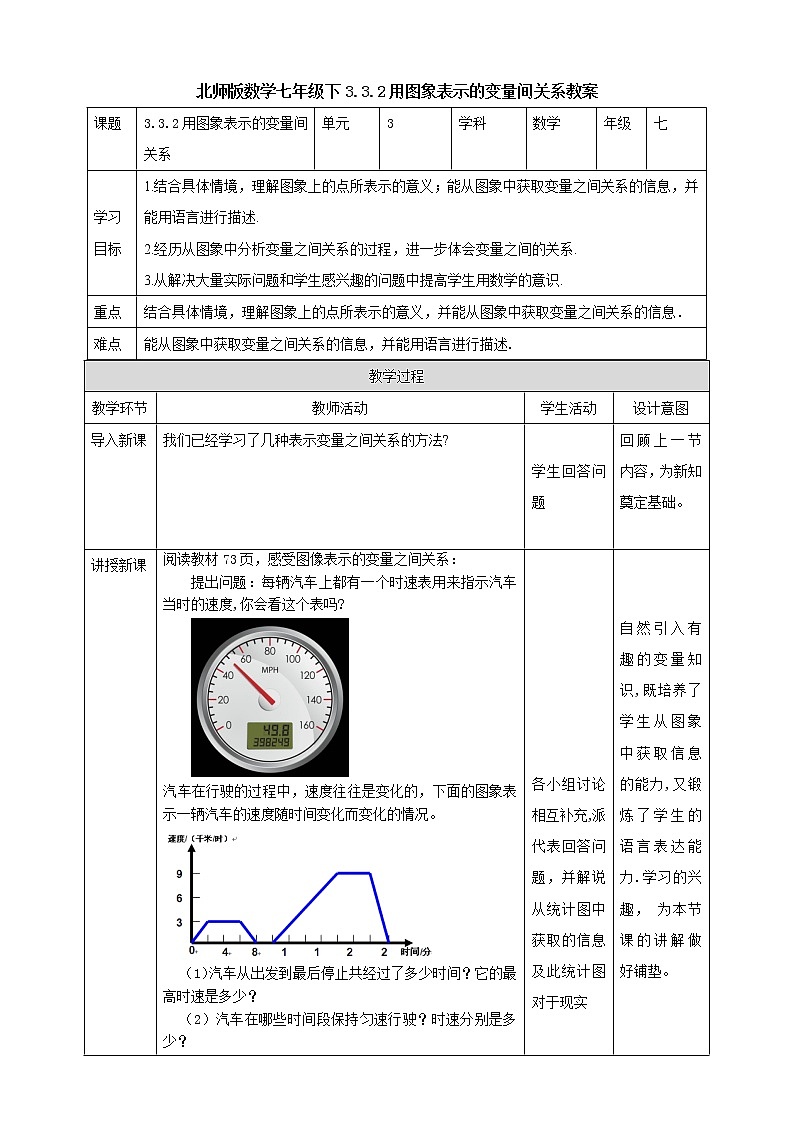3.3.2《用图象表示的变量间关系》 课件+教案01