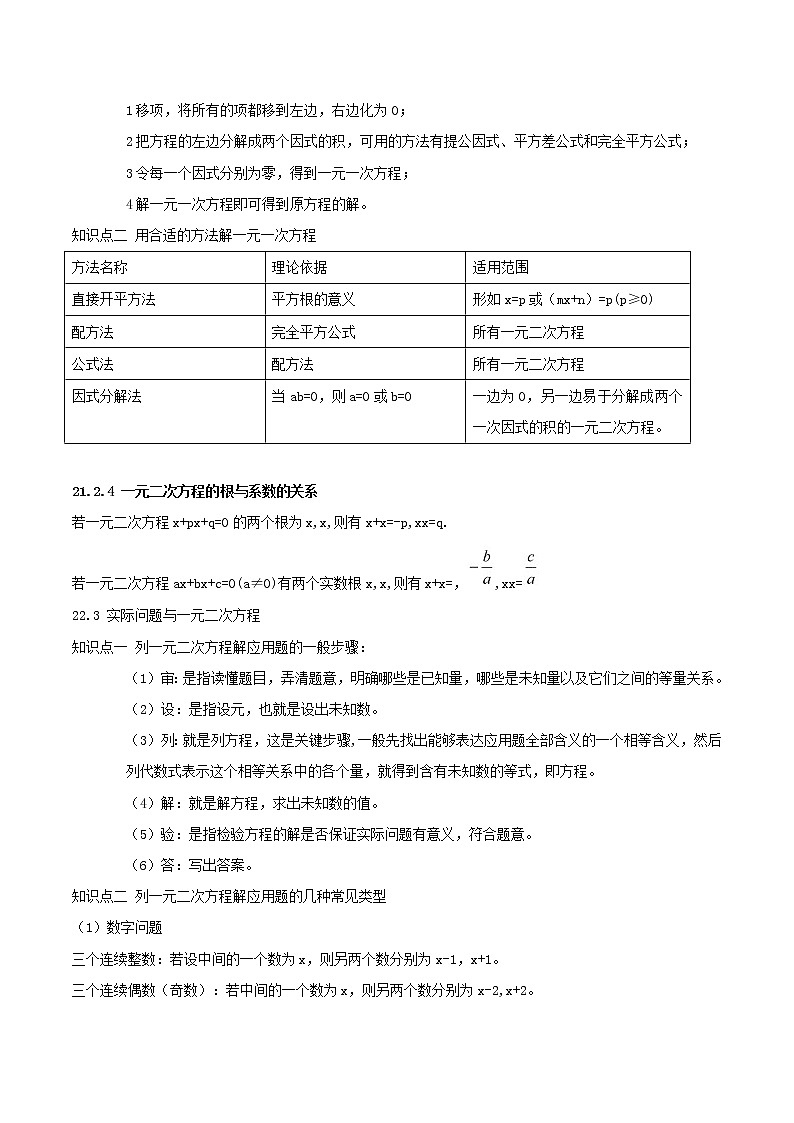 2022-2023学年数学九年级上册 第二十一章 一元二次方程（知识精讲+考点例析+举一反三+实战演练）（原卷版）第3页