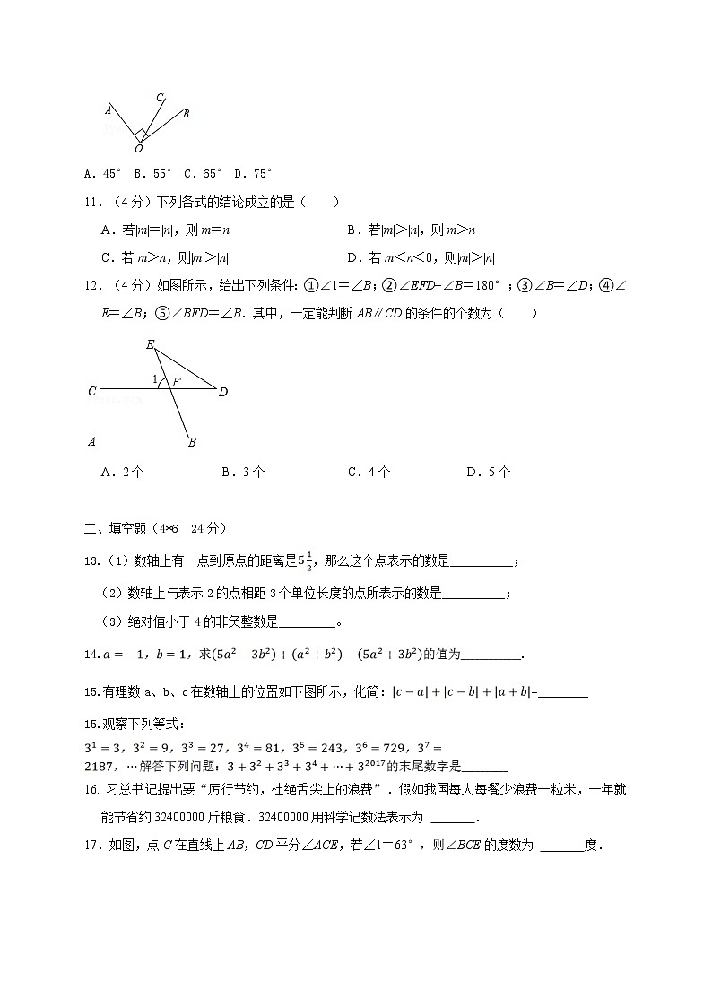 四川省眉山市天府新区七年级数学上期末试题第2页