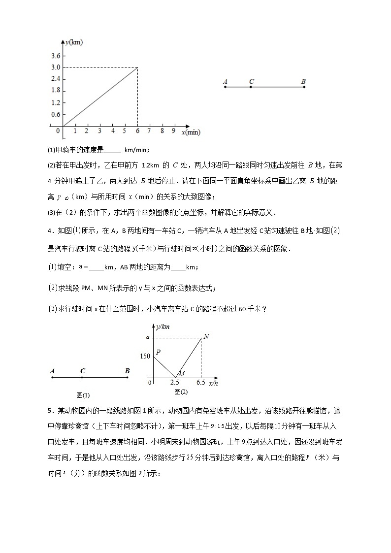 八年级数学上册期末难点特训（二）和一次函数的实际应用有关的压轴题第2页