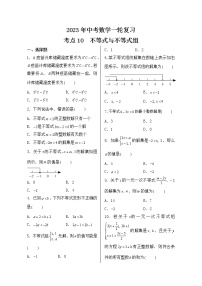 2023年中考数学一轮复习 考点10  不等式与不等式组