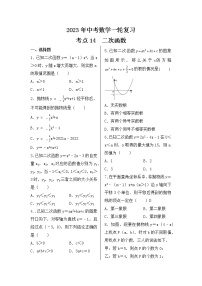 2023年中考数学一轮复习 考点14  二次函数