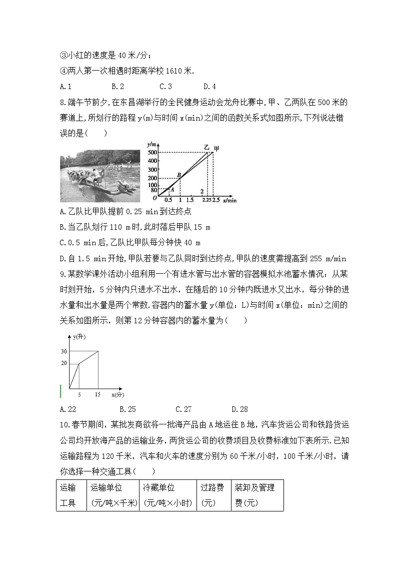 人教版数学八年级下册课时练习19.3《课题学习 选择方案》(含答案)03