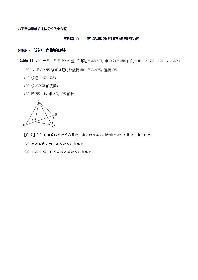 专题06 常见三角形的旋转模型-八年级数学下册解法技巧思维培优（北师大版）01