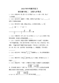 2. 2023年中考数学复习  填空题专练二  方程与不等式