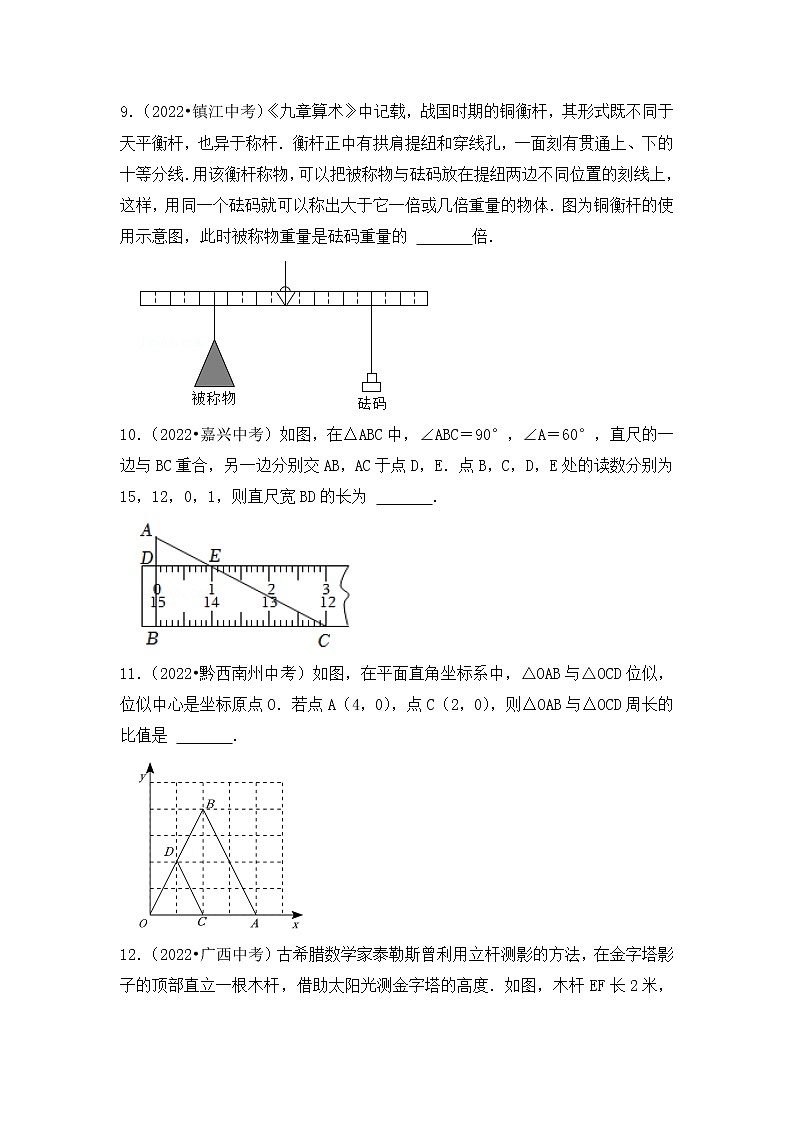 10. 2023年中考数学复习 填空题专练十  图形的相似第3页