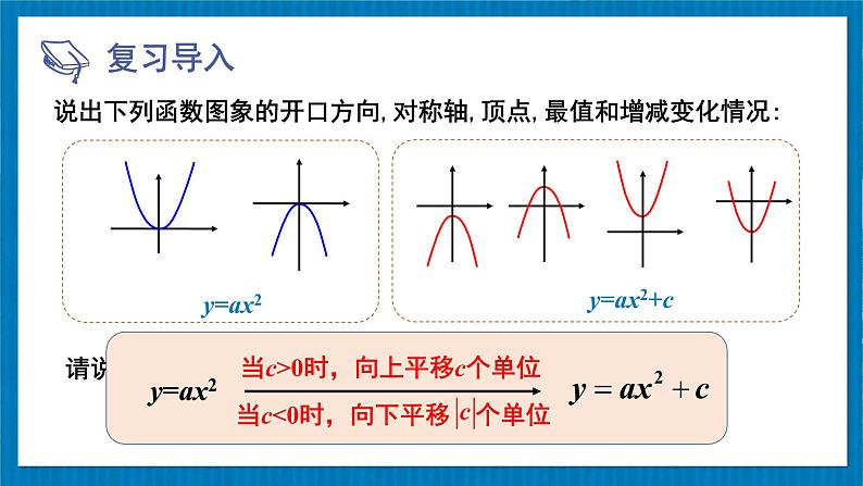 北师版数学九年级下册 2.2.3 二次函数y=a(x-h)²和y=a(x-h)²+k的图象与性质 课件02