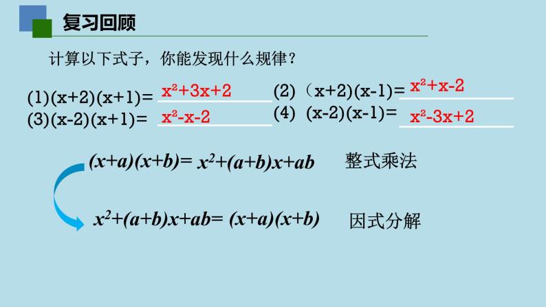 9.5多项式的因式分解（4）——十字相乘法课件PPT04