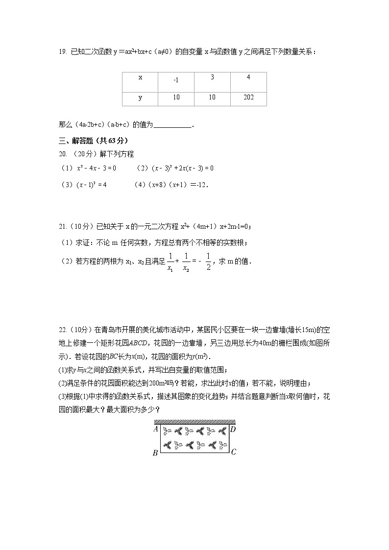 费县第二中学2022届九年级10月阶段检测数学试卷(含答案)第3页