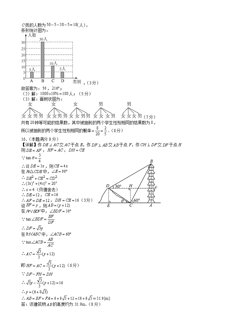 数学-2022-2023学年九年级下学期开学摸底考试卷（四川成都专用）（答案及评分标准）第2页