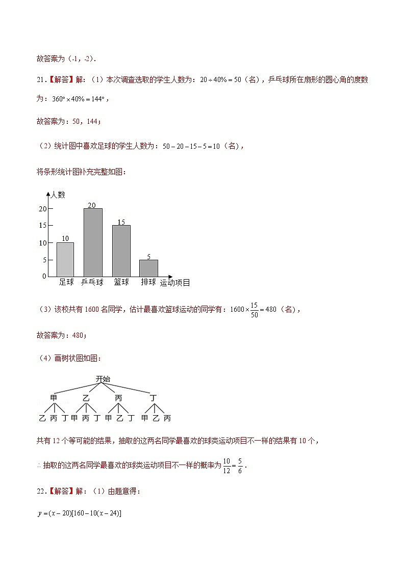 数学-2022届初三下学期开学摸底考试卷（广东专用）（参考答案）第2页