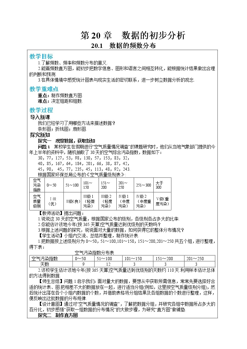 20.1 数据的频数分布（课件+教案+练习）01