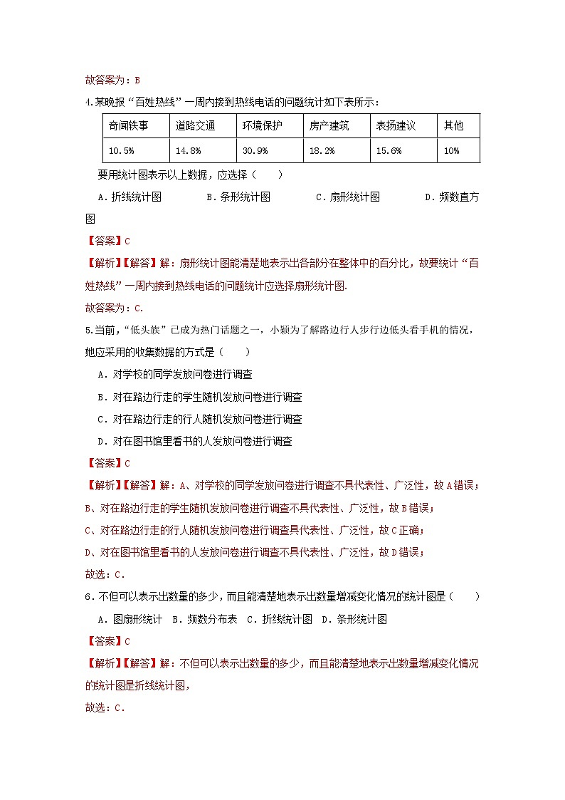 人教版数学 七下 《10.3课题学习 从数据谈节水》同步测试卷A卷 原卷+解析02