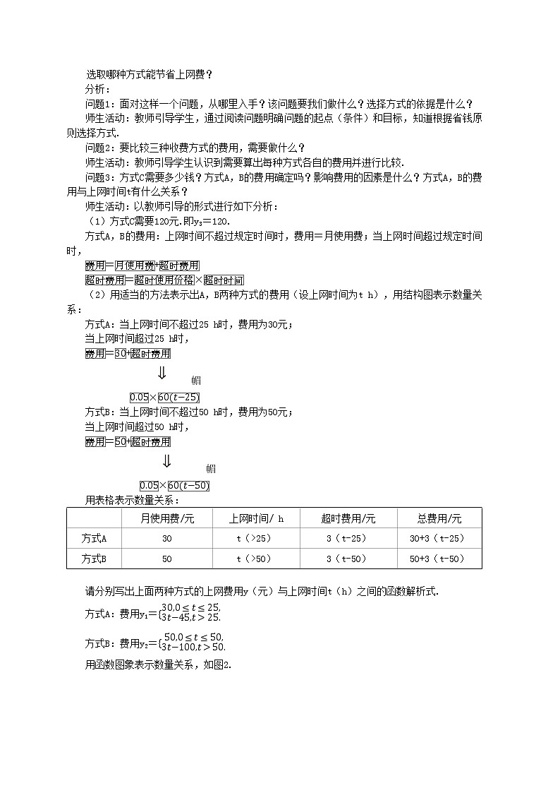 RJ中学数学八年级下第十九章19.3课题学习　选择方案(第1课时) 教学详案第2页