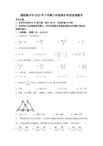 湖南省岳阳市通海路中学2022-2023学年八年级上学期期中考试数学试题