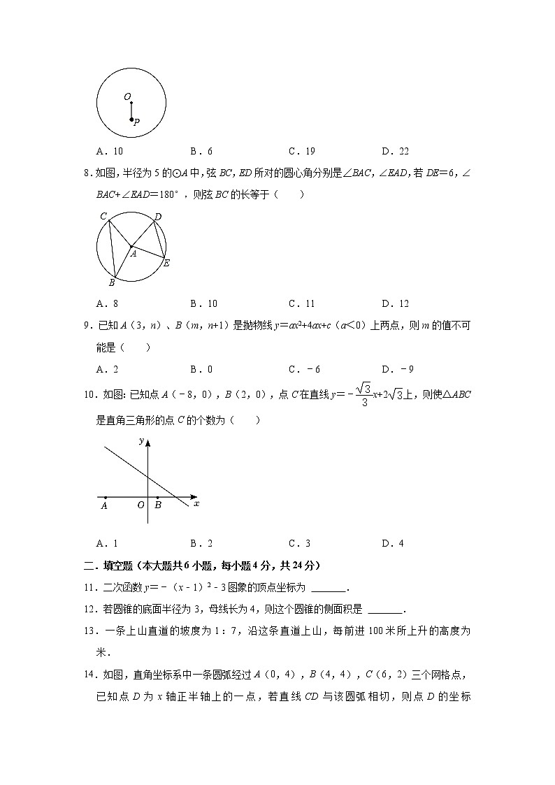 福建省泉州实验中学2022-2023学年上学期九年级期末数学试卷 (含答案)第2页
