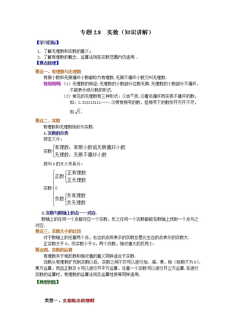 专题2.8 实数（学案讲义）01