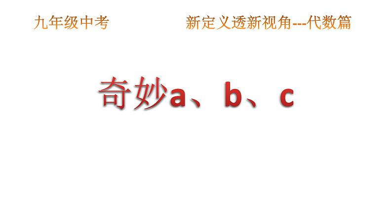 2022年九年级中考数学复习：新定义透新视角（代数 ）课件01